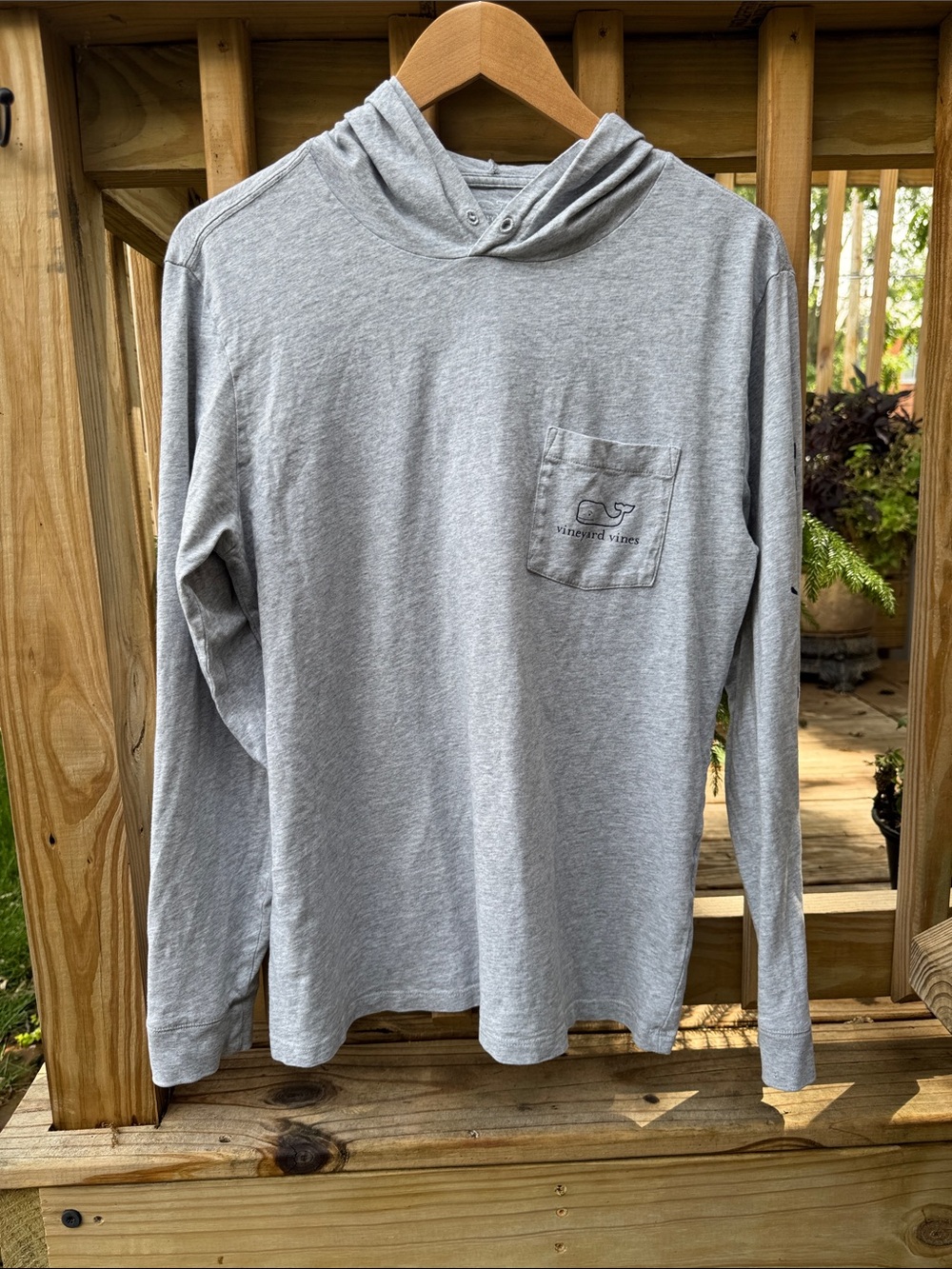 Vineyard Vines Light Gray Pocket Tee with Whale Logo